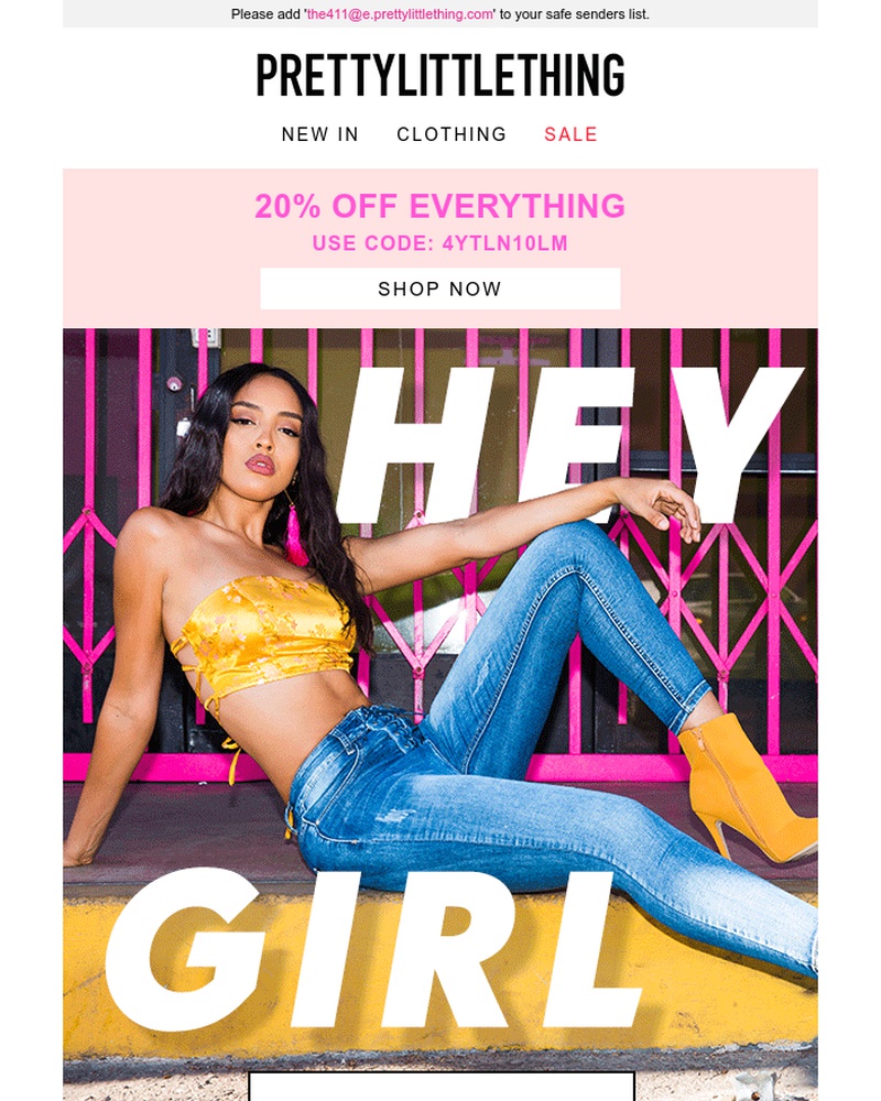 Screenshot of email sent to a PrettyLittleThing Newsletter subscriber