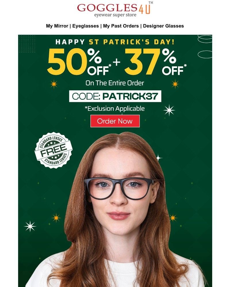 Screenshot of email sent to a Goggles4u Newsletter subscriber