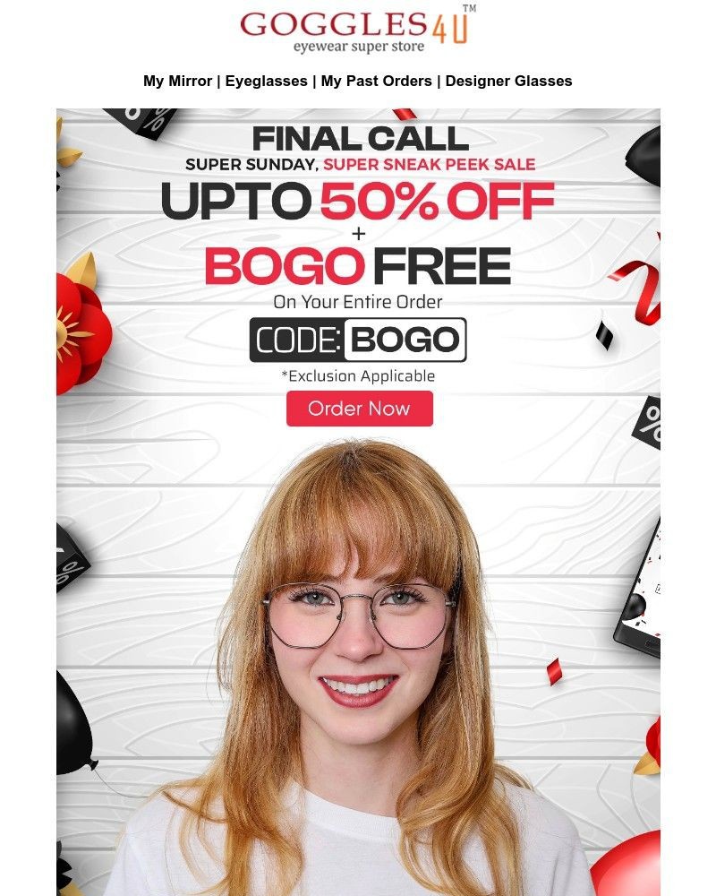 Screenshot of email sent to a Goggles4u Newsletter subscriber