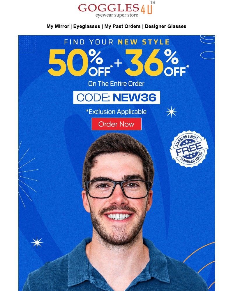 Screenshot of email sent to a Goggles4u Newsletter subscriber