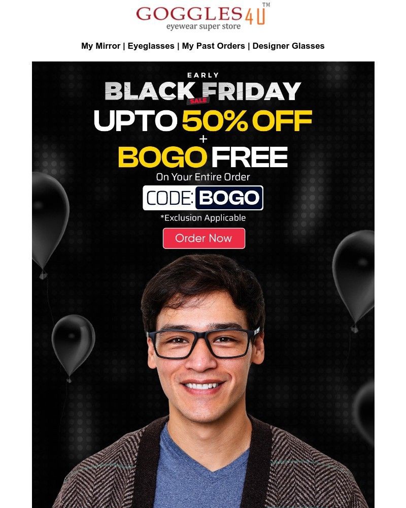 Screenshot of email sent to a Goggles4u Newsletter subscriber