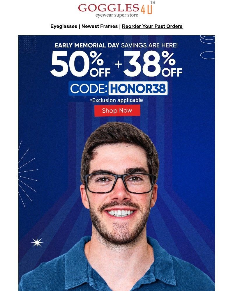Screenshot of email sent to a Goggles4u Newsletter subscriber