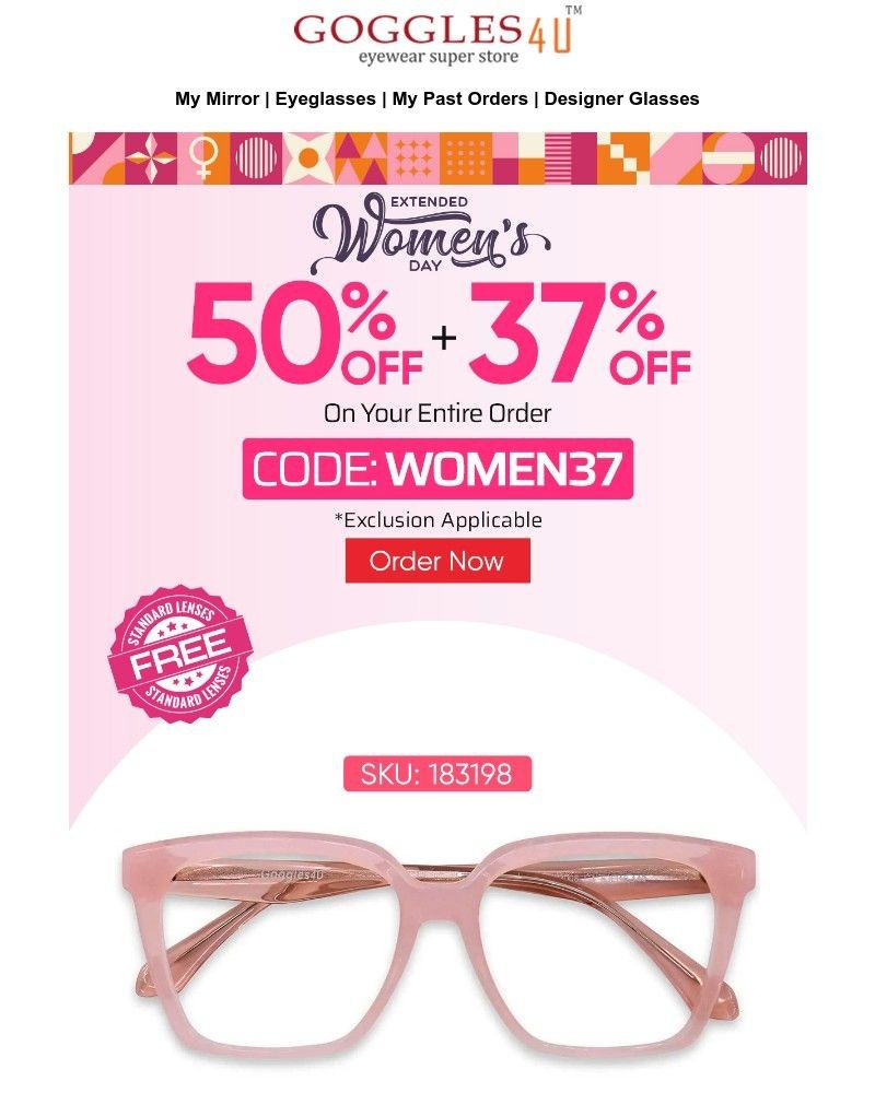 Screenshot of email sent to a Goggles4u Newsletter subscriber