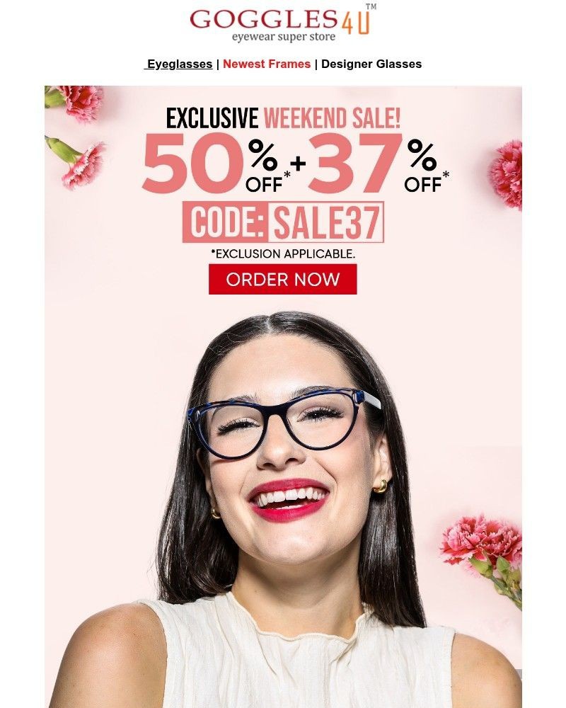 Screenshot of email sent to a Goggles4u Newsletter subscriber