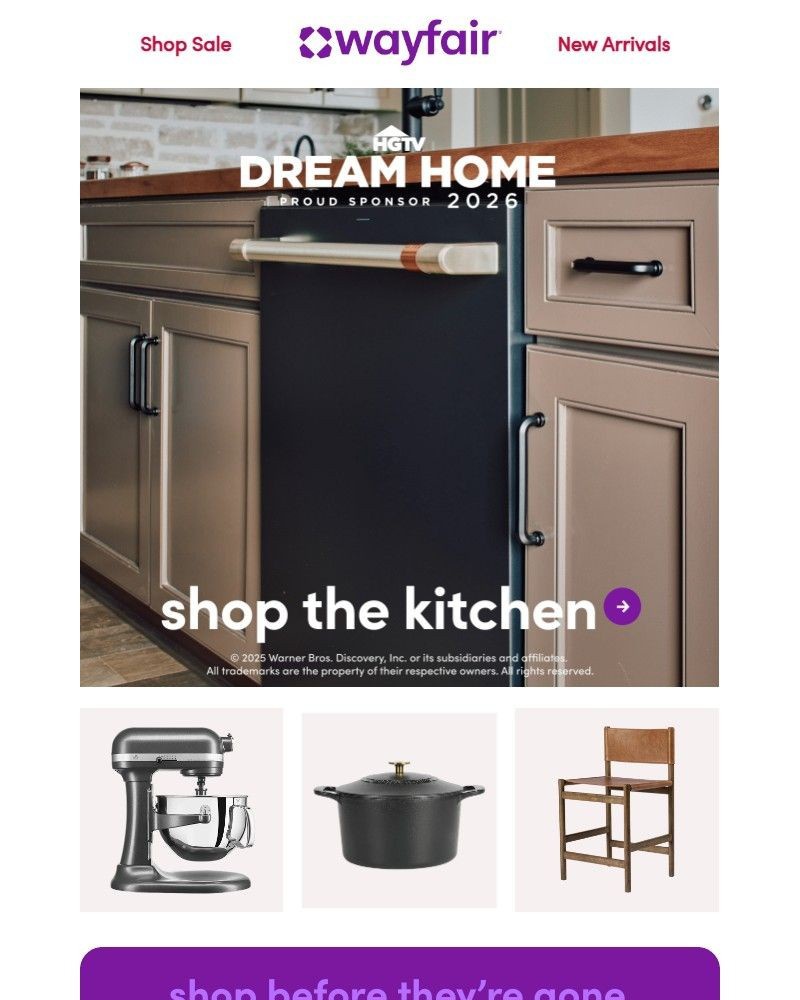 Screenshot of email sent to a Wayfair Newsletter subscriber