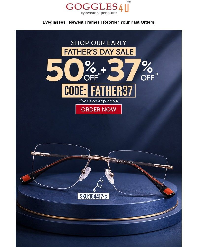 Screenshot of email sent to a Goggles4u Newsletter subscriber
