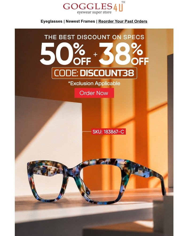 Screenshot of email sent to a Goggles4u Newsletter subscriber
