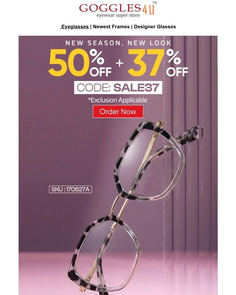 Screenshot of email sent to a Goggles4u Newsletter subscriber