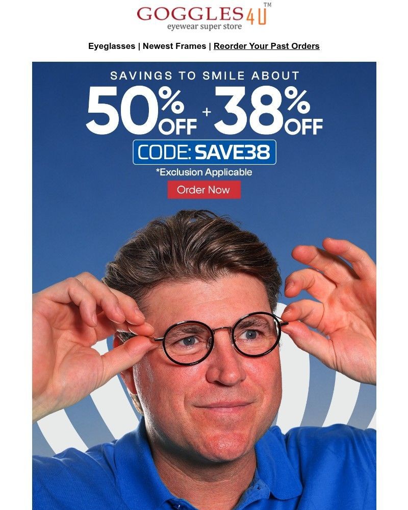 Screenshot of email sent to a Goggles4u Newsletter subscriber