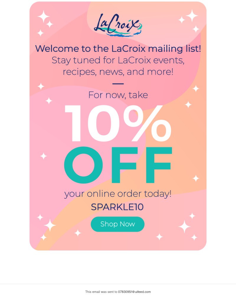 Screenshot of email sent to a La Croix Newsletter subscriber