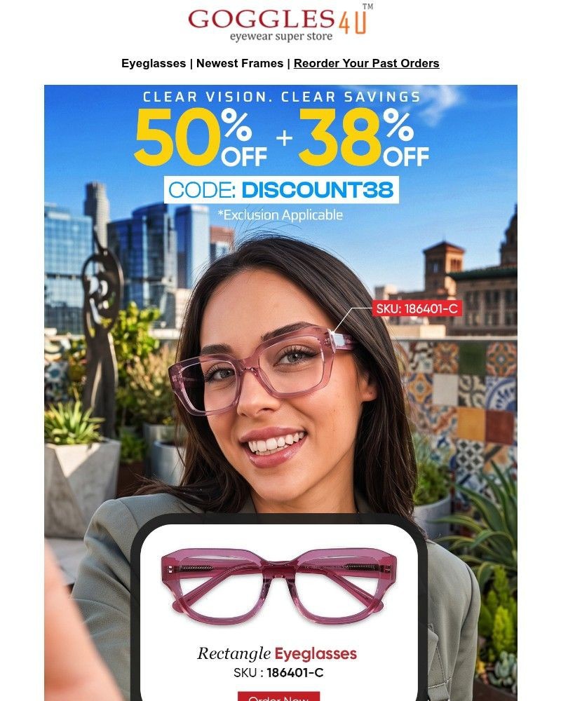 Screenshot of email sent to a Goggles4u Newsletter subscriber