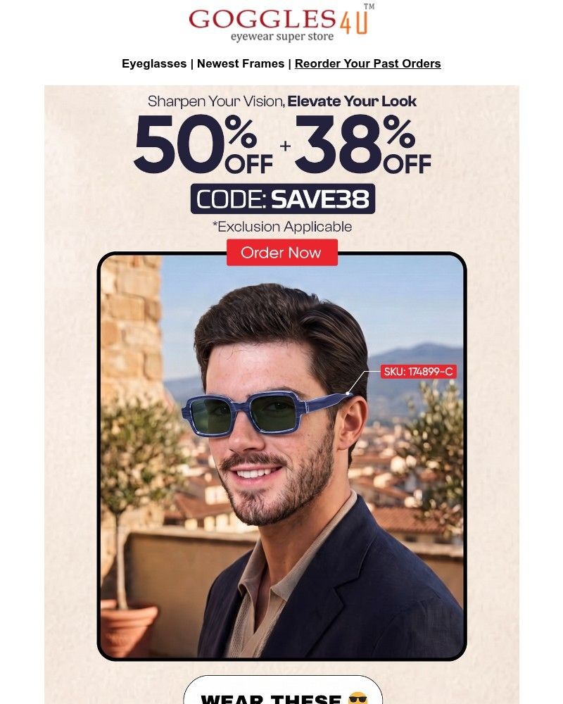 Screenshot of email sent to a Goggles4u Newsletter subscriber