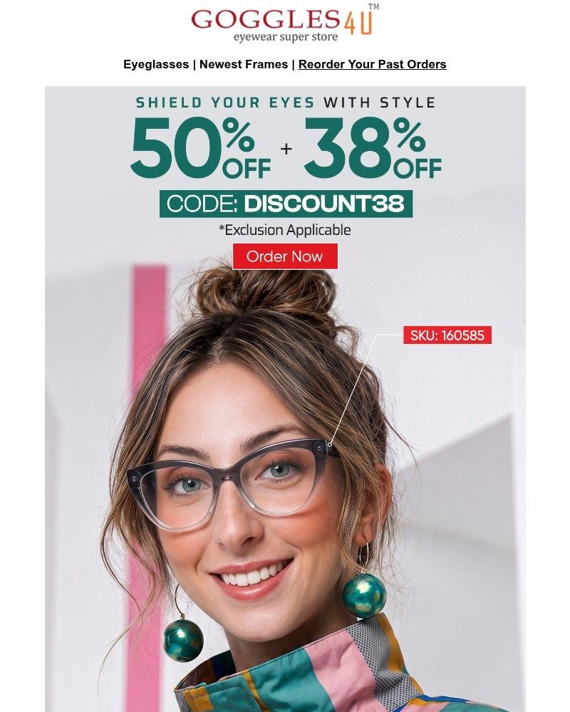 Screenshot of email sent to a Goggles4u Newsletter subscriber