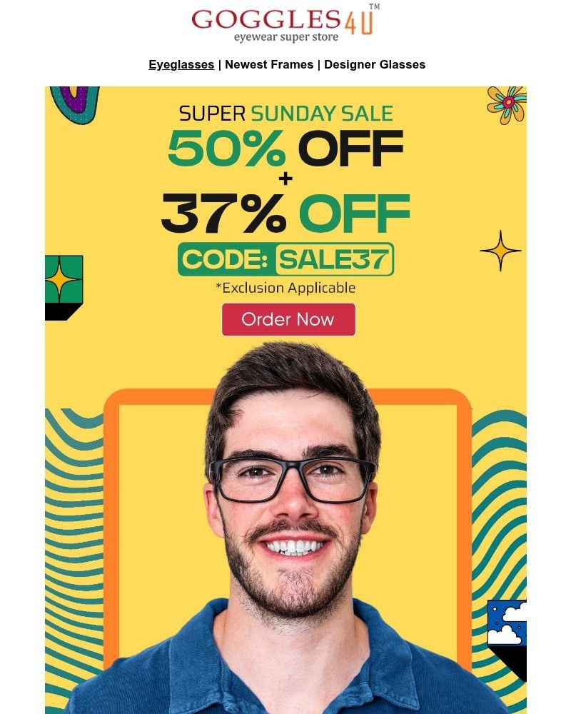 Screenshot of email sent to a Goggles4u Newsletter subscriber