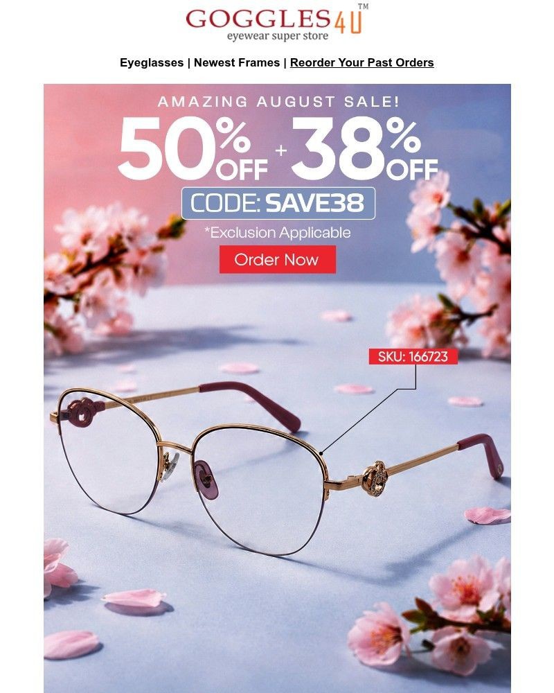 Screenshot of email sent to a Goggles4u Newsletter subscriber