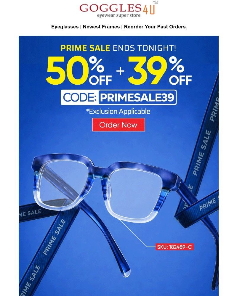Screenshot of email sent to a Goggles4u Newsletter subscriber