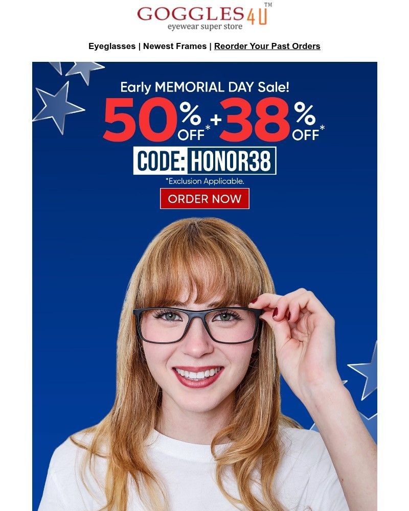 Screenshot of email sent to a Goggles4u Newsletter subscriber