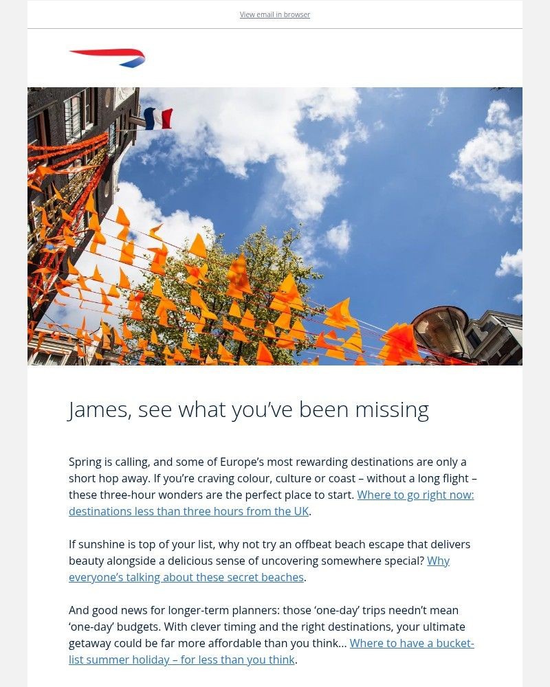 Screenshot of email sent to a British Airways Registered user