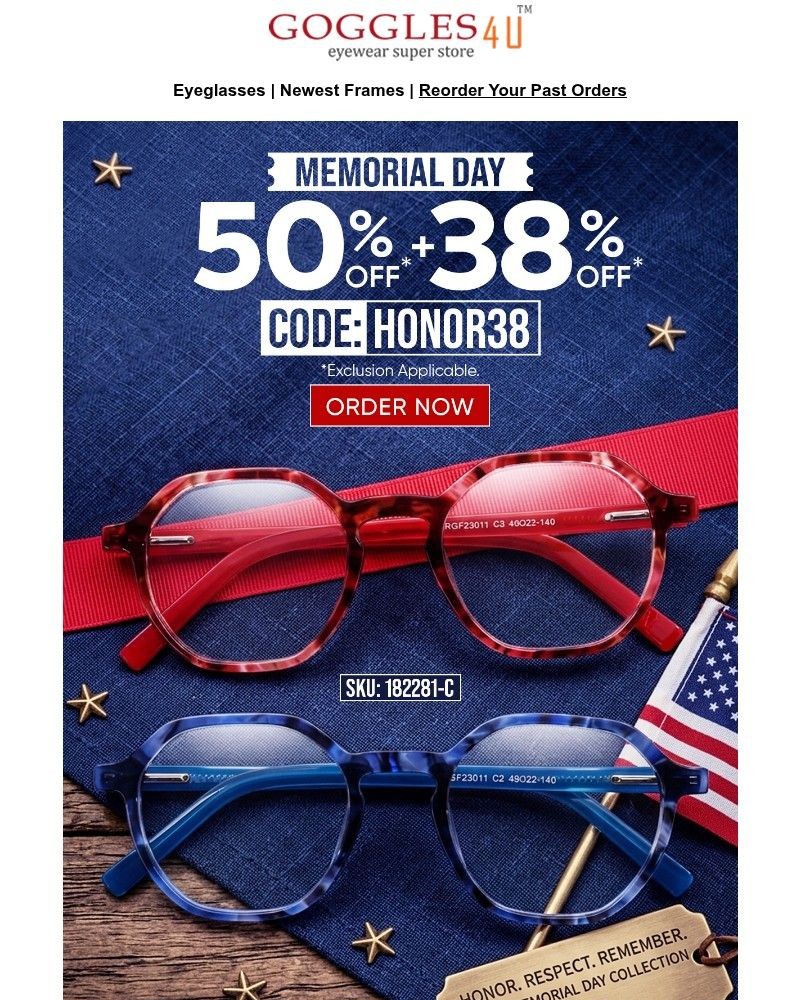 Screenshot of email sent to a Goggles4u Newsletter subscriber