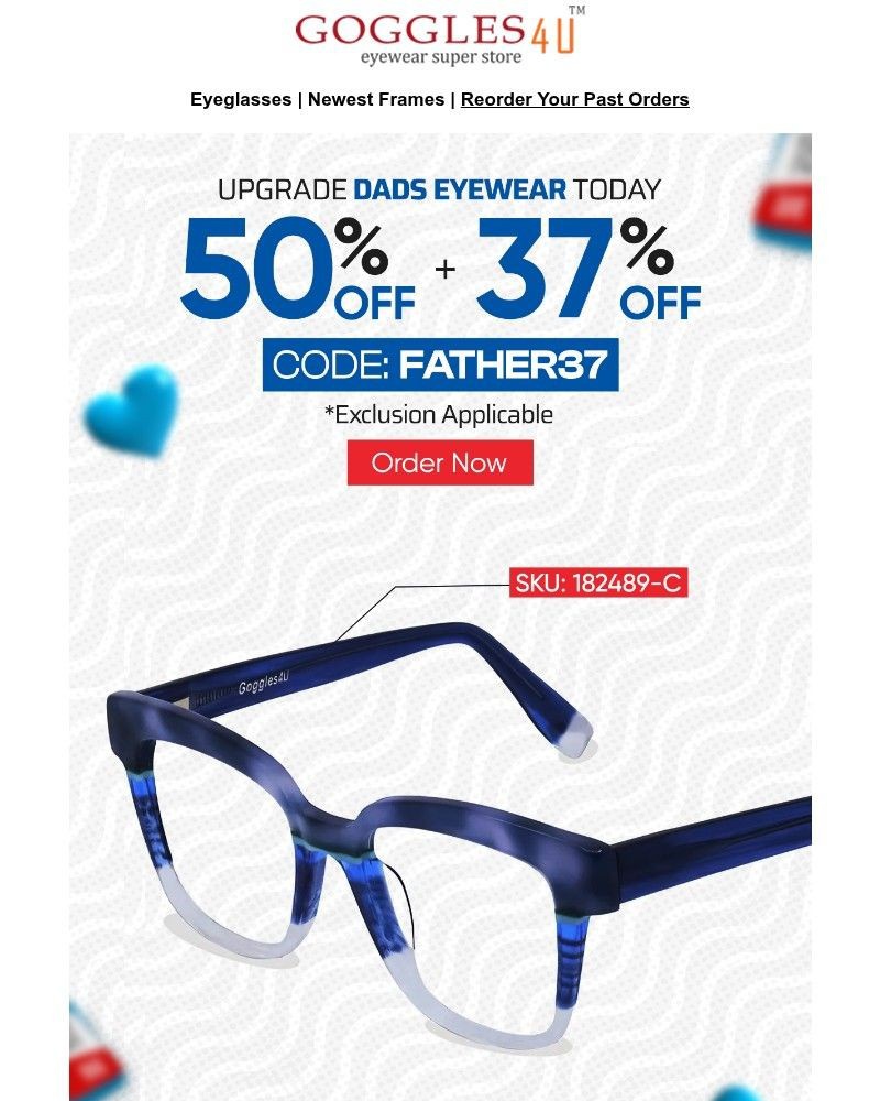 Screenshot of email sent to a Goggles4u Newsletter subscriber