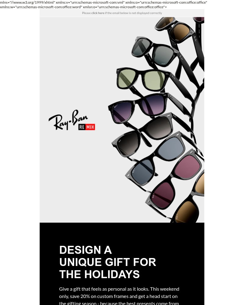 Screenshot of email sent to a Ray-Ban Newsletter subscriber