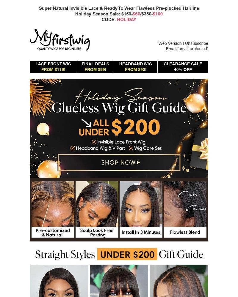Screenshot of email with subject /media/emails/holiday-gift-guide-all-under-200-glueless-wig-59-wig-care-kit-insidelonger-lifesp_oaVrn91.jpg