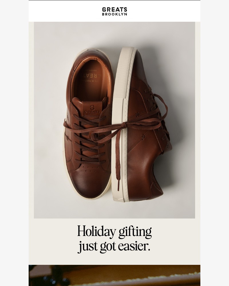 Screenshot of email sent to a Greats Newsletter subscriber