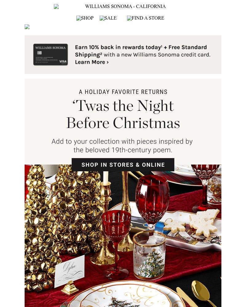 Screenshot of email sent to a Pottery Barn Newsletter subscriber