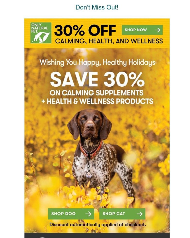 Screenshot of email with subject /media/emails/holiday-hustle-keep-your-pet-calm-with-30-off-4e84b6-cropped-b8cbe11f.jpg