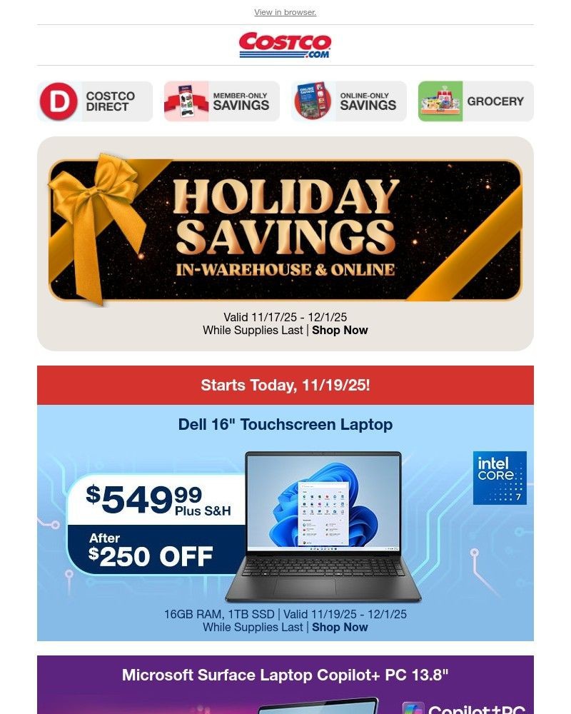 Screenshot of email with subject /media/emails/holiday-savings-continue-shop-in-warehouse-and-online-1dd488-cropped-f490f9c2.jpg