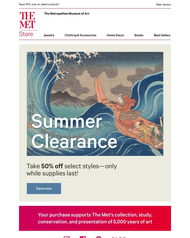 Screenshot of email sent to a The Metropolitan Museum of Art (The Met) Newsletter subscriber
