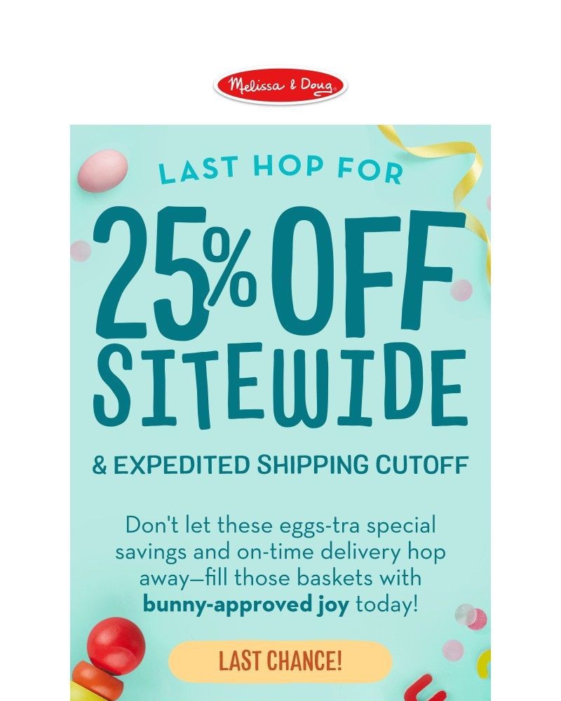 Screenshot of email sent to a Melissa & Doug Newsletter subscriber