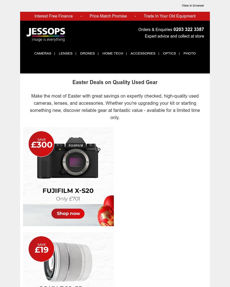 Screenshot of email sent to a Jessops Newsletter subscriber