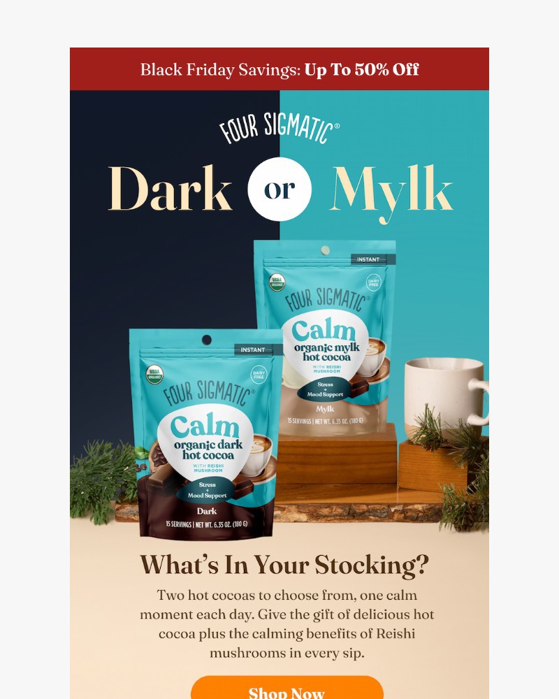 Screenshot of email sent to a Four Sigmatic Newsletter subscriber