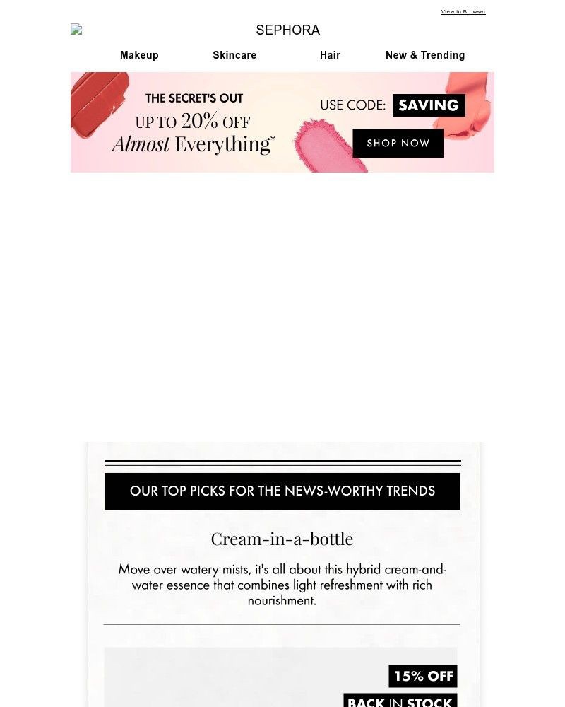 Screenshot of email sent to a Feelunique Newsletter subscriber