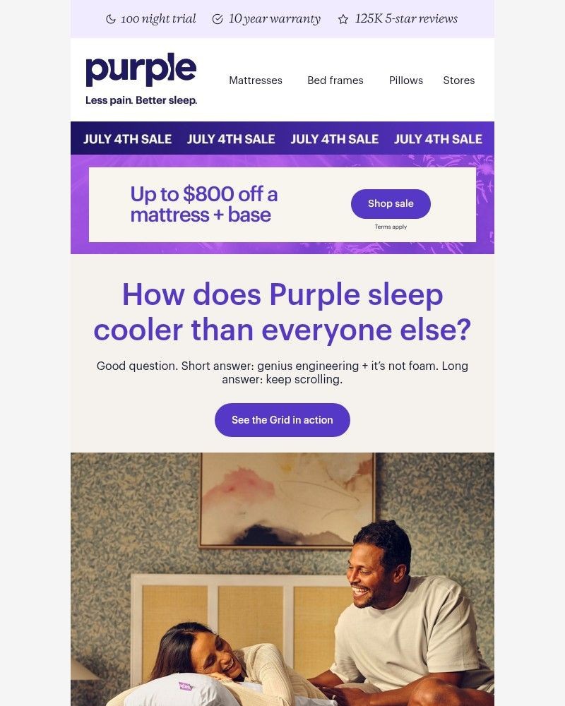 Screenshot of email sent to a Purple Cart abandoner