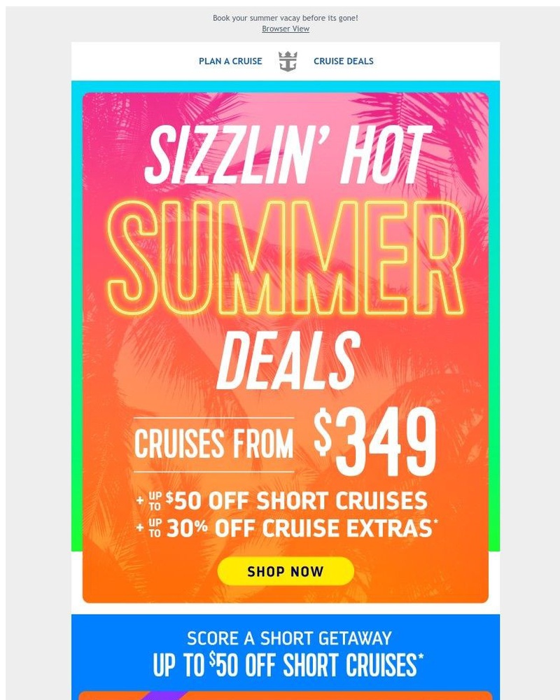 Screenshot of email sent to a Royal Caribbean Cruises Newsletter subscriber