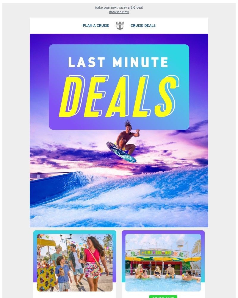 Screenshot of email sent to a Royal Caribbean Cruises Newsletter subscriber
