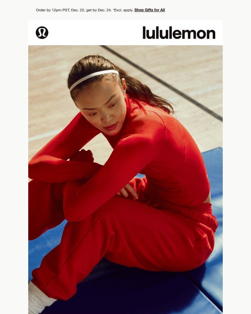 Screenshot of email sent to a Lululemon Registered user