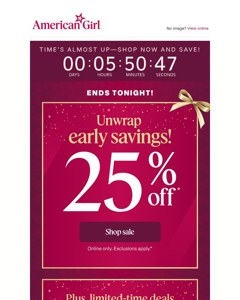 Screenshot of email with subject /media/emails/hours-left-25-off-limited-time-deals-8bfb84-cropped-3ad36b5e.jpg