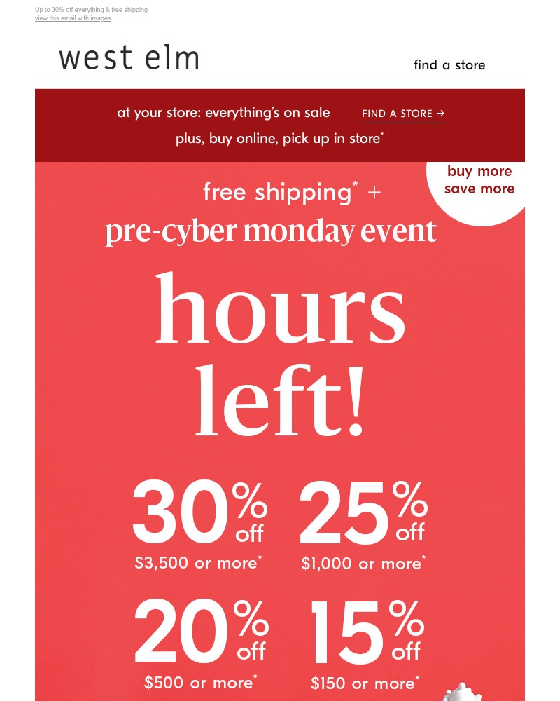 Screenshot of email with subject /media/emails/hours-left-up-to-30-off-our-pre-cyber-monday-event-cropped-54b80c9f.jpg