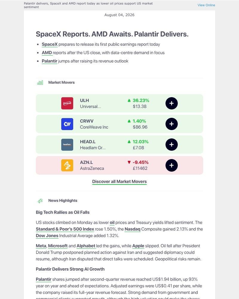 Screenshot of email sent to a eToro Registered user