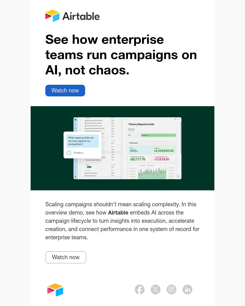 Screenshot of email sent to a Airtable Registered user