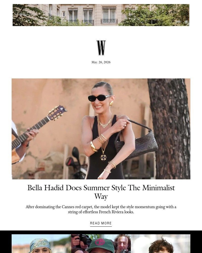 Screenshot of email sent to a W Newsletter subscriber