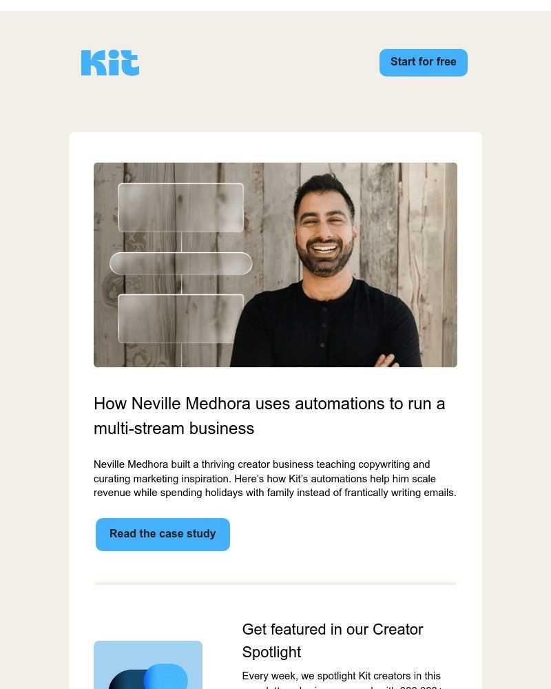 Screenshot of email sent to a ConvertKit Trial user