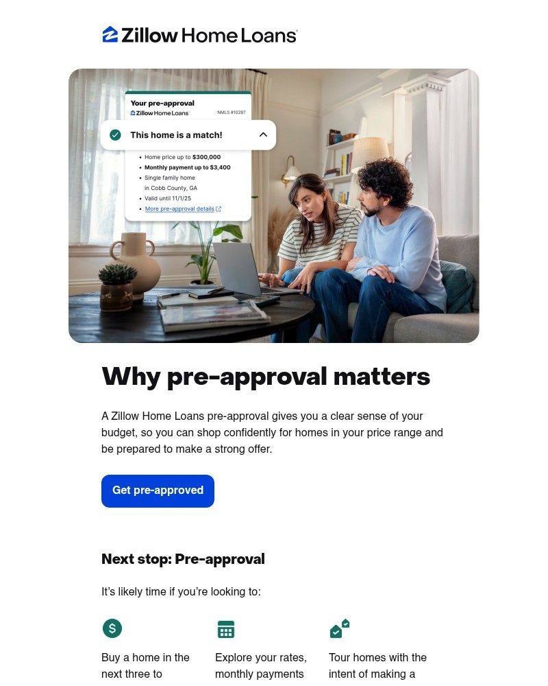 Screenshot of email sent to a Zillow Registered user