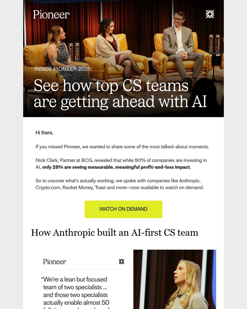 Screenshot of email sent to a Intercom Invited user