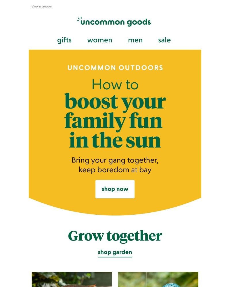Screenshot of email sent to a UncommonGoods Newsletter subscriber