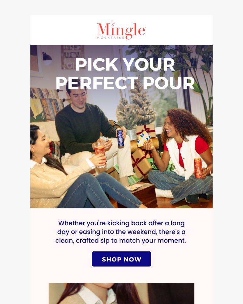 Screenshot of email sent to a Mingle Mocktails Newsletter subscriber