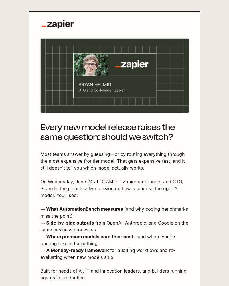 Screenshot of email sent to a Zapier Invited user